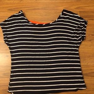 Stripped shirt with orange bow